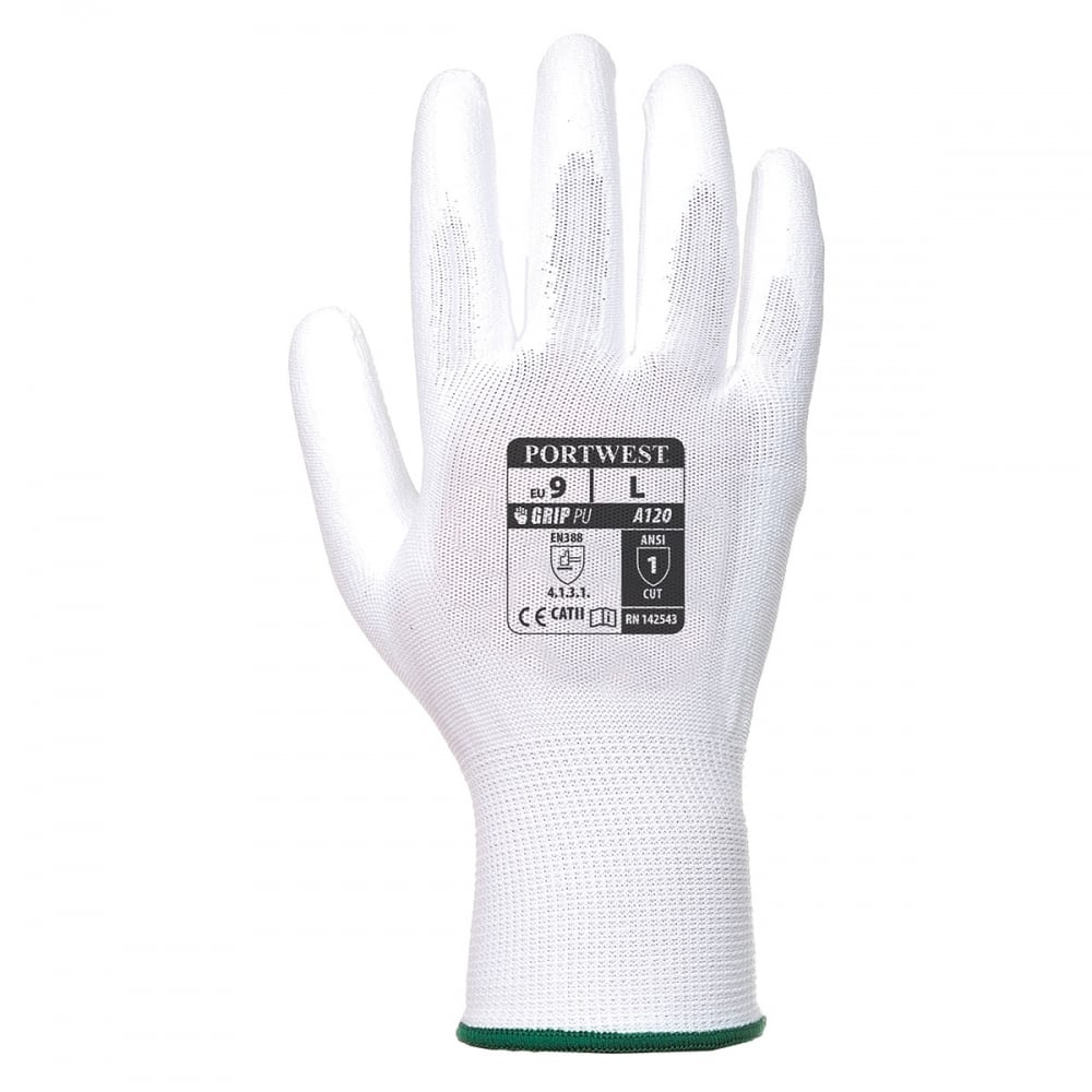 A120 PU Palm Glove White M *One Size Only - Outlet Store*