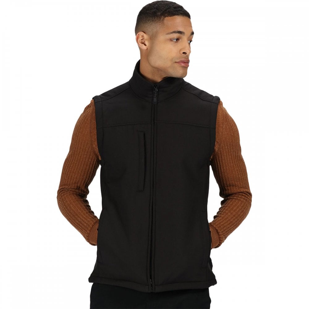TRA788 Mens Flux Softshell Bodywarmer Black L *One Size Only - Outlet Store*