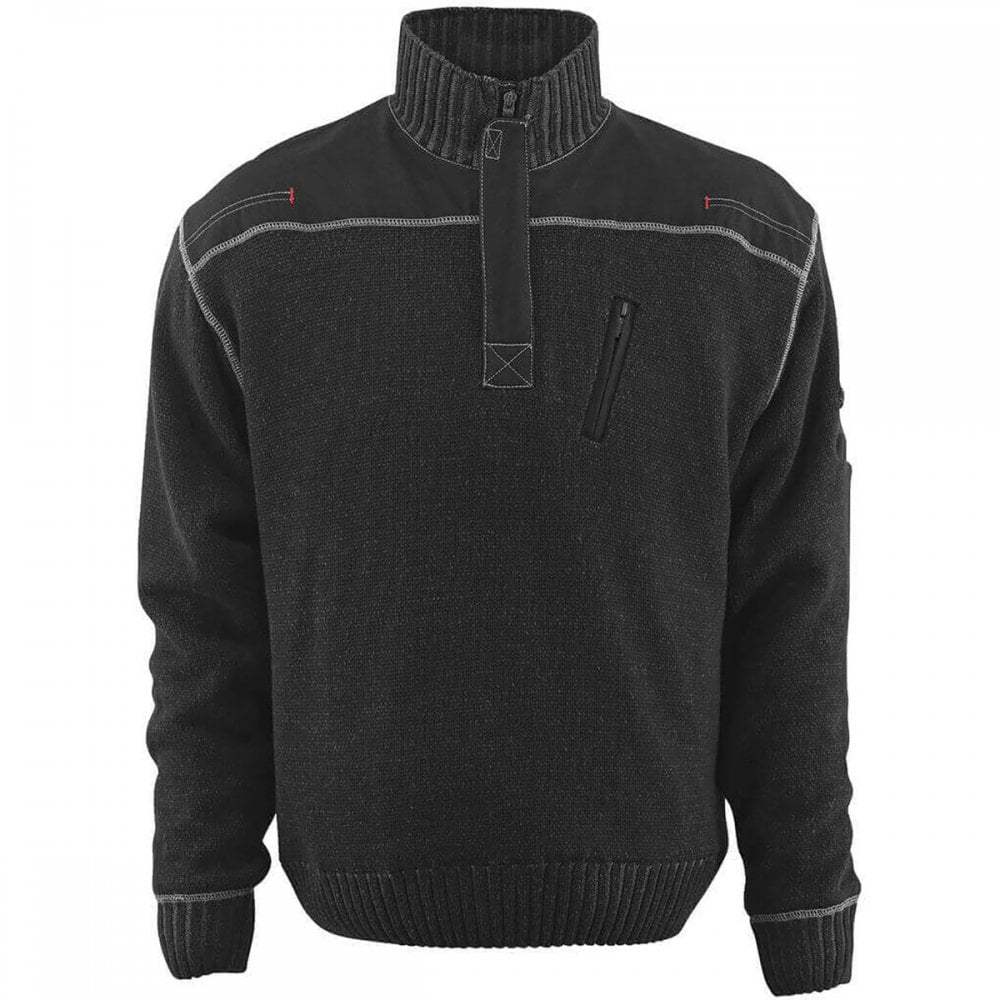 50354 Naxos Frontline Knitted Jumper With Half Zip Black L *One Size Only - Outlet Store*