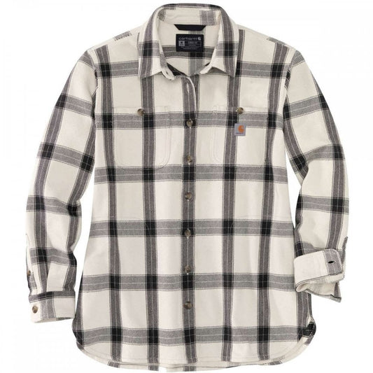 105576 Womens Heavyweight Twill Long Sleeve Plaid Shirt
