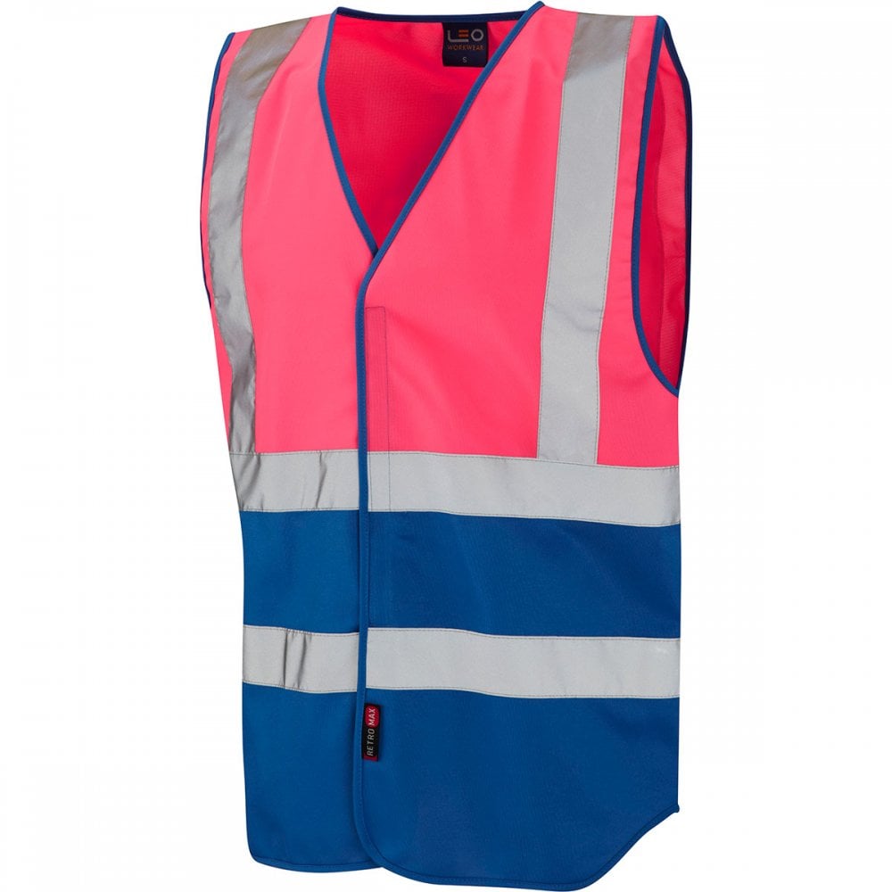 W05 Pilton Coloured Reflective Waistcoat Pink/Royal 4XL *One Size Only - Outlet Store*