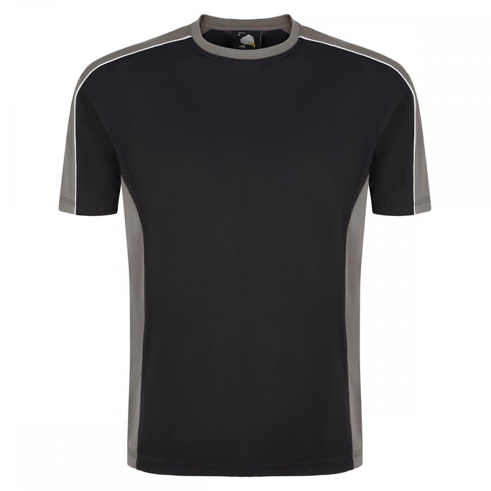 1008 Avocet Two Tone Polyester T-Shirt Black/Graphite M *One Size Only - Outlet Store*