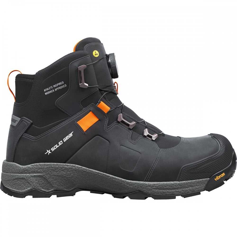 SG80014 Solid Gear Vapor 3 Mid S3S Safety Shoes UK8 - EU42 - US9 Black/Orange *One Size Only - Outlet Store*