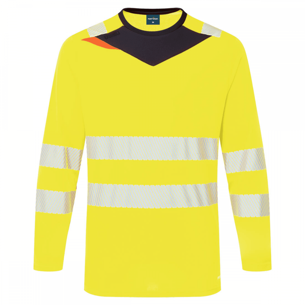 DX416 DX4 Hi-Vis T-Shirt Long Sleeve Yellow/Black M *One Size Only - Outlet Store*