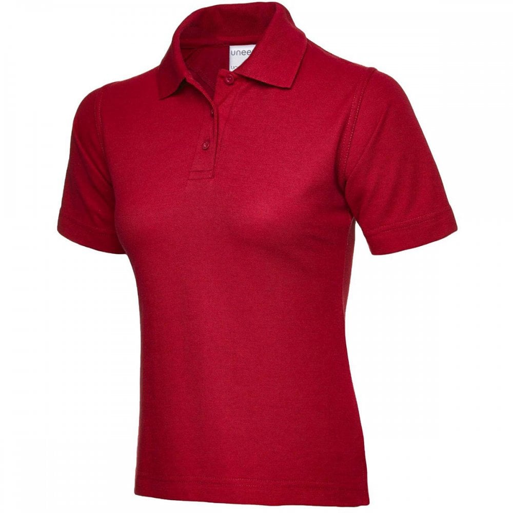 UC115 Ladies Active Cotton Poloshirt Red M *One Size Only - Outlet Store*