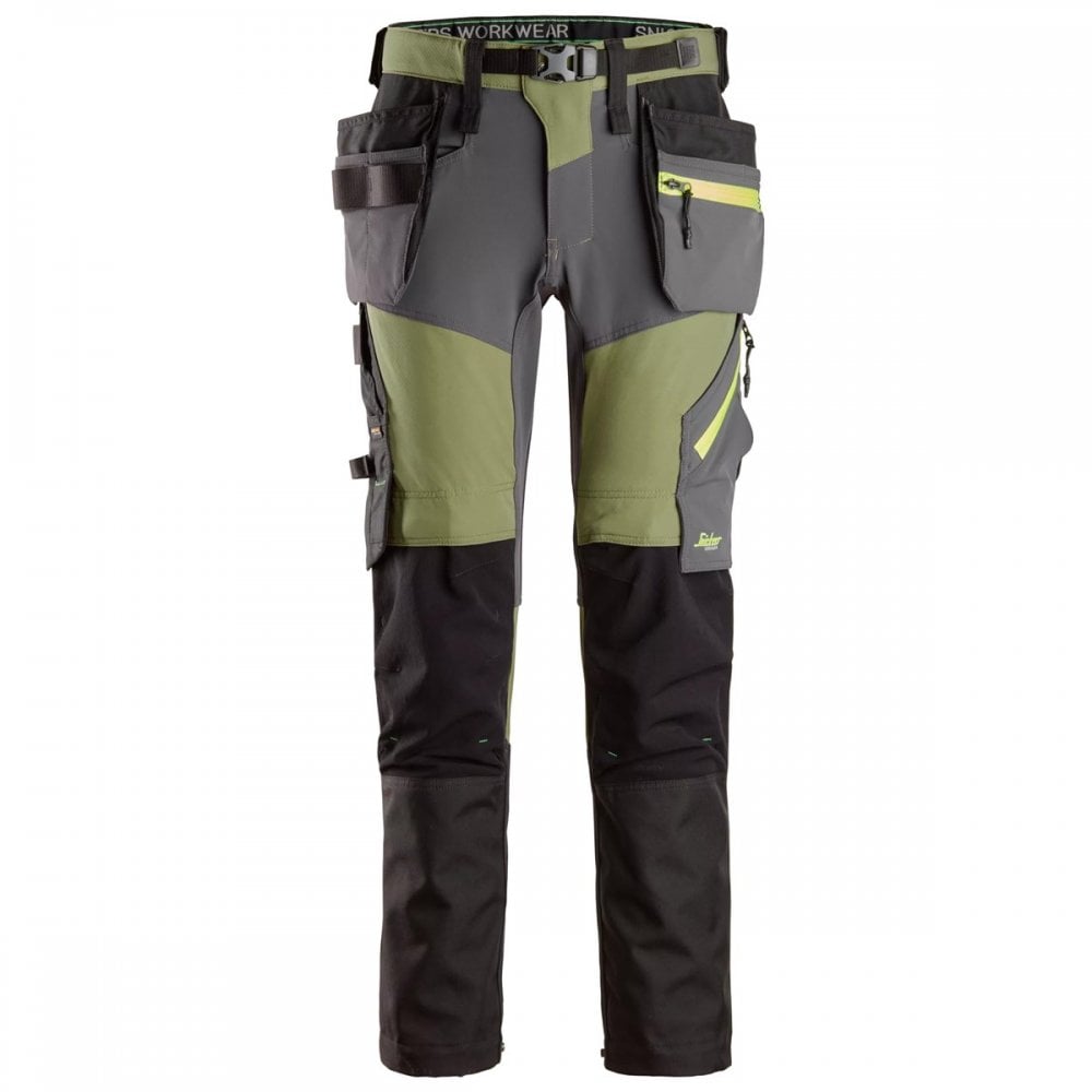 6940 FlexiWork Soft Shell Stretch Trousers+ Holster Pockets Khaki Green 32" 33" *One Size Only - Outlet Store*