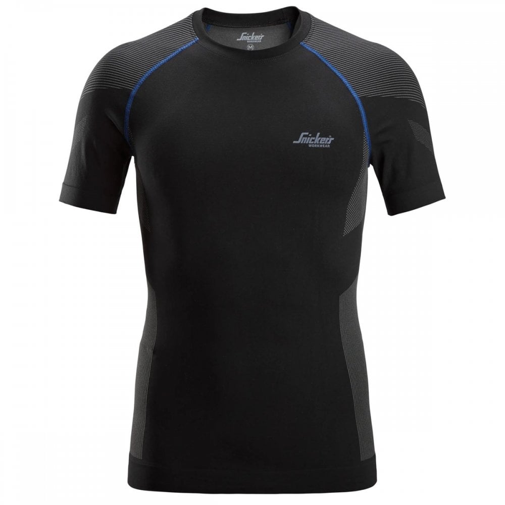 SN9490 Seamless Base Layer In Motion Short Sleeve Top Black/Grey S *One Size Only - Outlet Store*