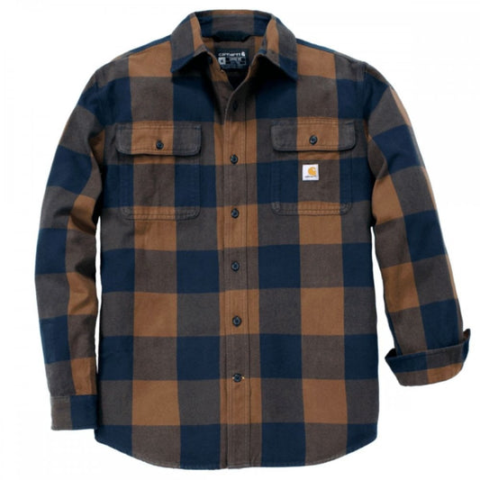 107013 TW4451 Mens Loose Fit HW Flannel L/S Plaid Shirt