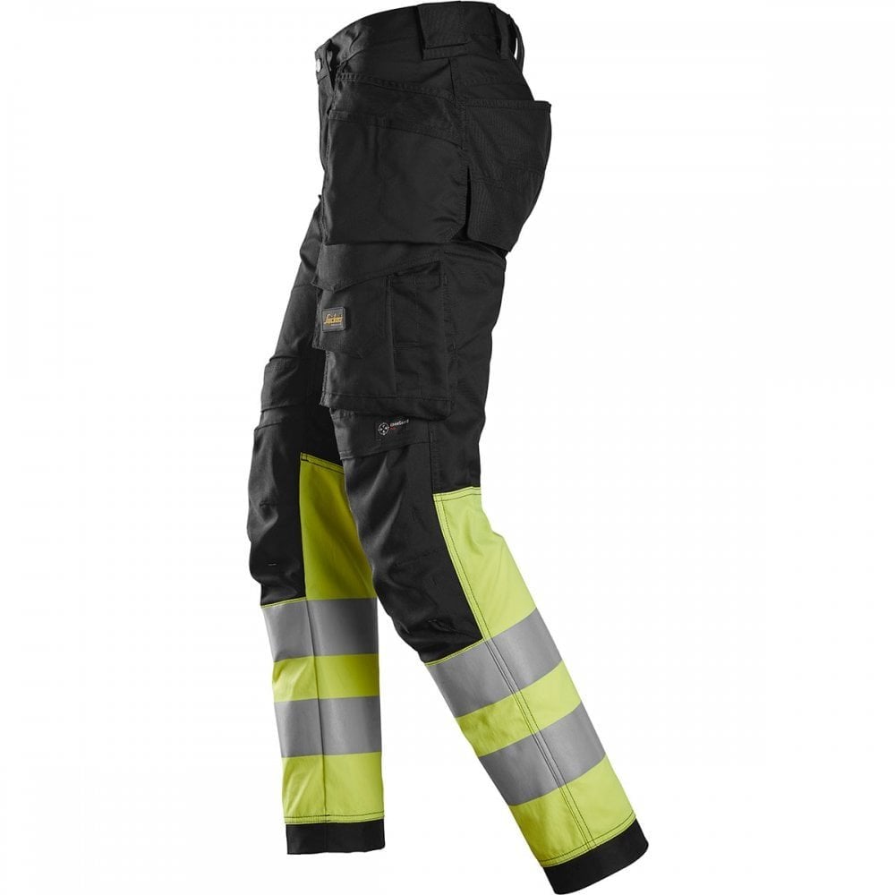 6234 High-Vis Class 1 Stretch Trousers Holster Pockets Black/High-Vis Yellow Waist: 33" Inside Leg: 30" *One Size Only - Outlet Store*