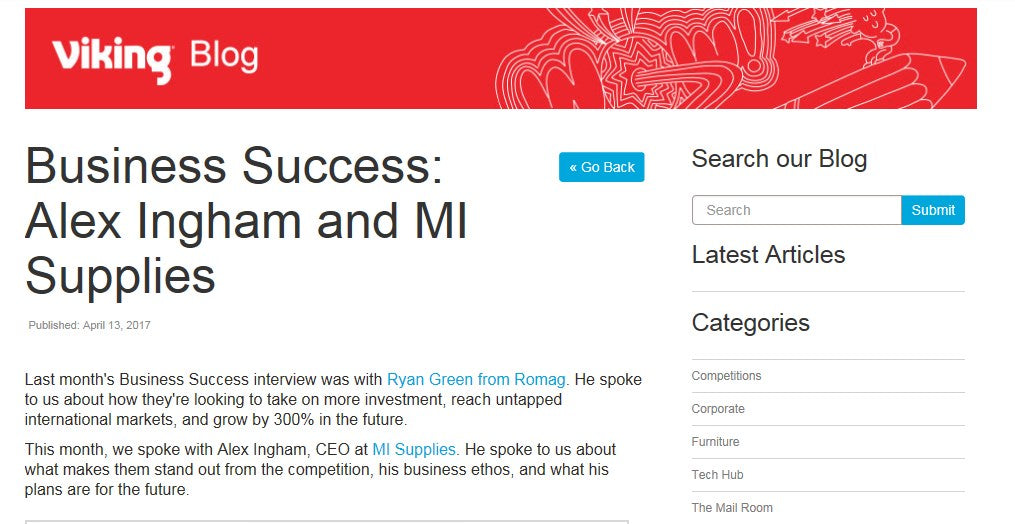 Interview on Viking Direct – MI Supplies Limited
