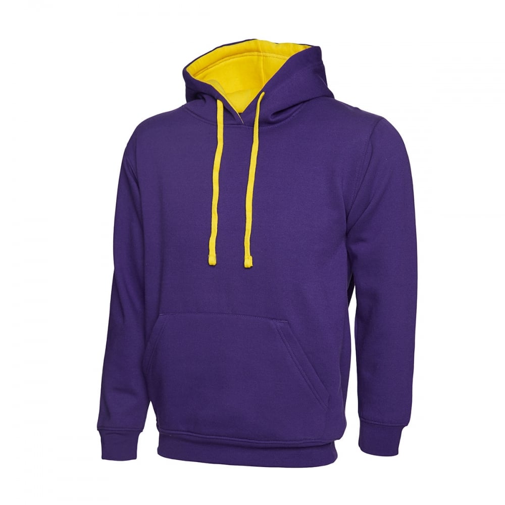 UC507 Contrast Hooded Sweatshirt Purple/Yellow 3XL *One Size Only - Outlet Store*