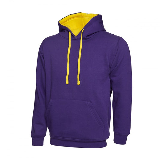 UC507 Contrast Hooded Sweatshirt Purple/Yellow 3XL *One Size Only - Outlet Store*