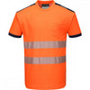 PW3 T181 Hi-Vis T-Shirt Short Sleeve Orange/Navy