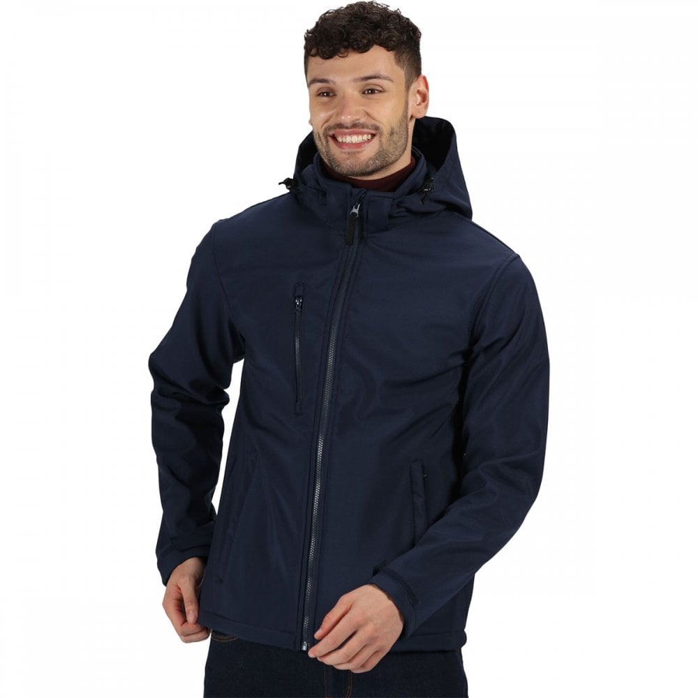 TRA701 Mens Venturer 3 Layer Printable Hooded Softshell Jacket Navy M *One Size Only - Outlet Store*