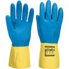 A801 Double Dipped Latex Gauntlet Yellow/Blue L *One Size Only - Outlet Store*