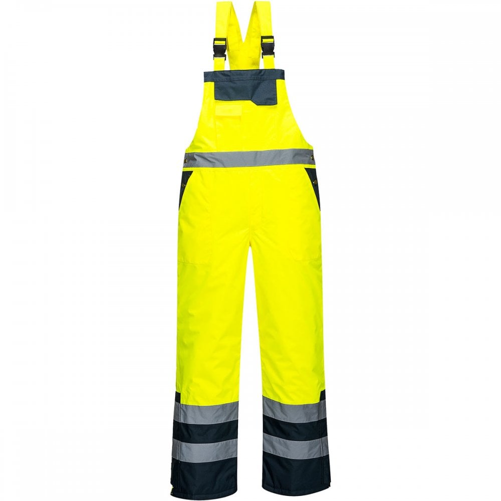 S489 Contrast Bib & Brace - Lined Yellow 31" L *One Size Only - Outlet Store*