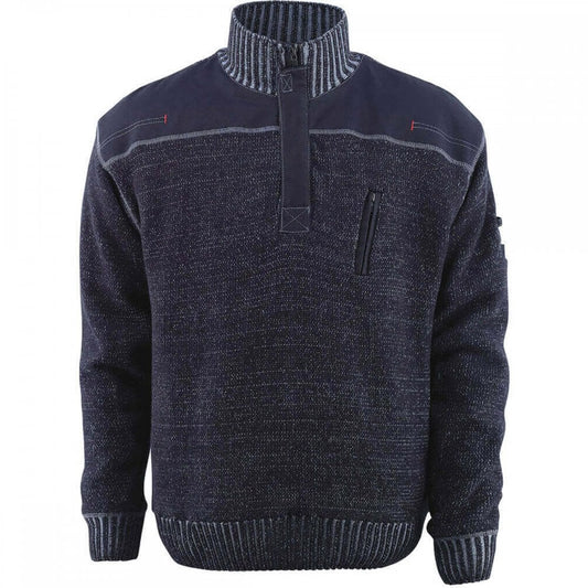 50354 Naxos Frontline Knitted Jumper With Half Zip Blue Grey M *One Size Only - Outlet Store*