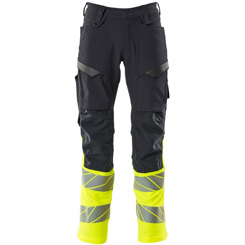 19879 Accelerate Safe Trousers with kneepad pockets Dark Navy/Hi-Vis Yellow 30" 30.5" *One Size Only - Outlet Store*
