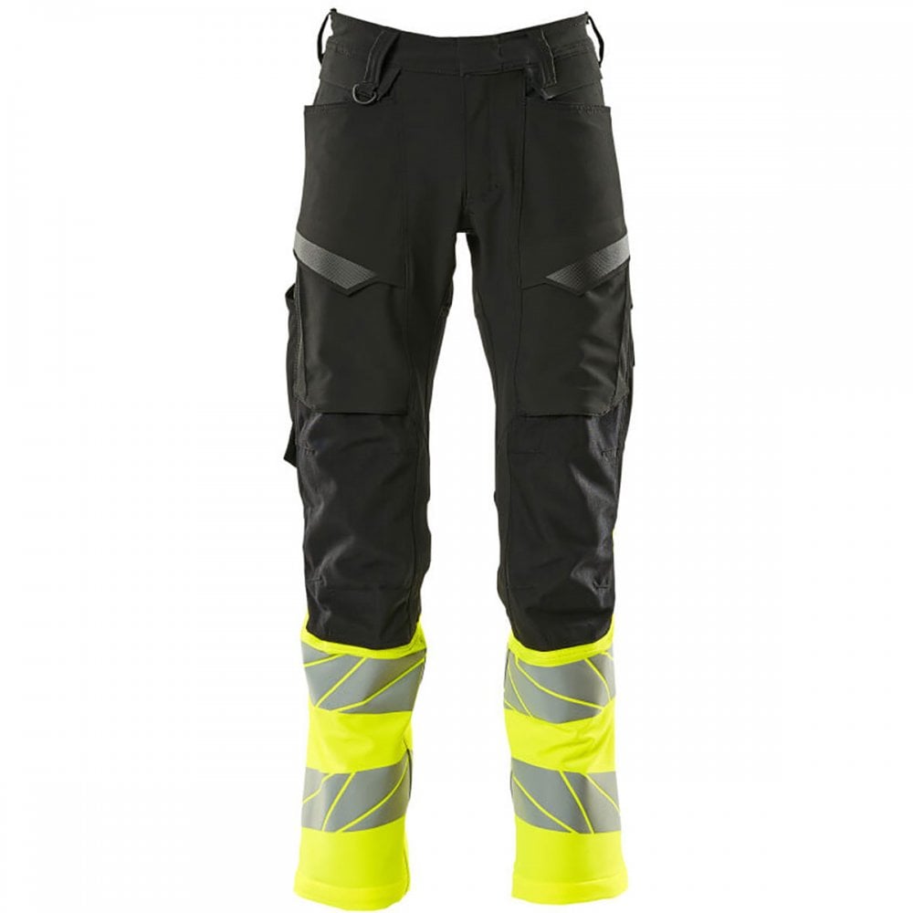 19879 Accelerate Safe Trousers with kneepad pockets Black/Hi-Vis Yellow 32" 36.5" *One Size Only - Outlet Store*