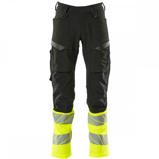 19879 Accelerate Safe Trousers with kneepad pockets Black/Hi-Vis Yellow 32" 36.5" *One Size Only - Outlet Store*