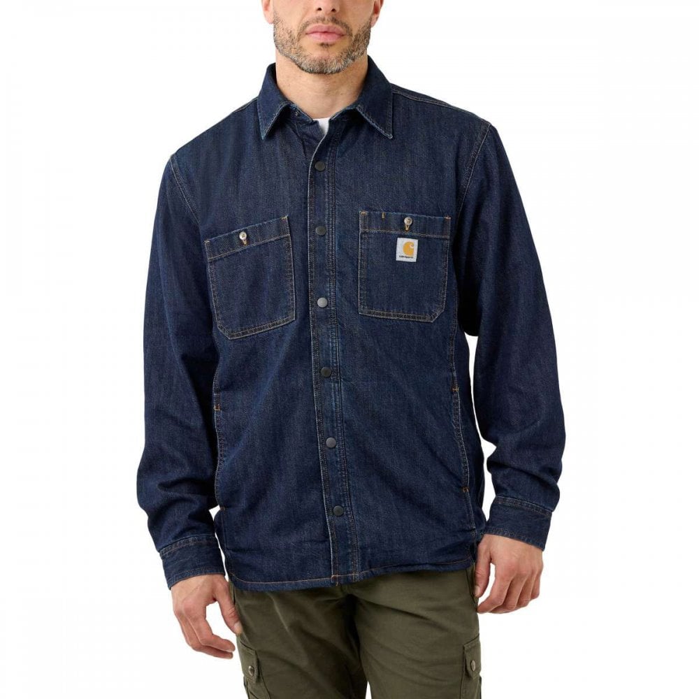 Denim Fleece Lined Snap Front Shirt