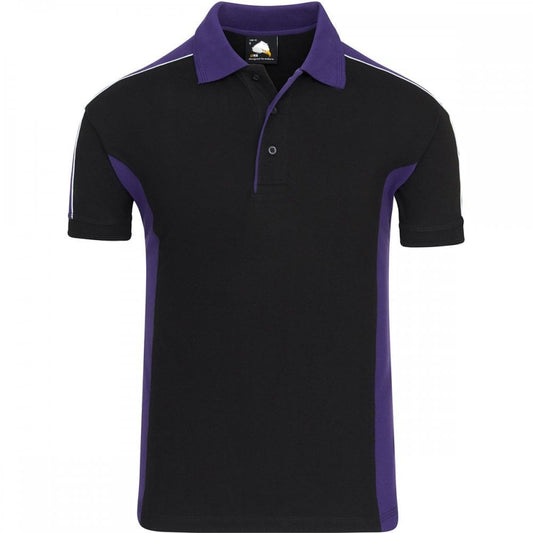1188 Avocet Two Tone Poloshirt Black/Purple L *One Size Only - Outlet Store*
