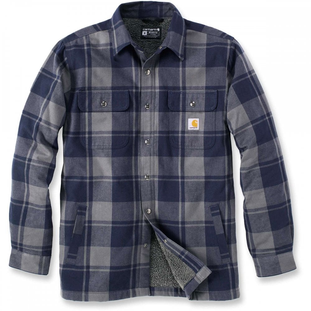 105939 Flannel Sherpa-Lined Shirt Jacket Navy S *One Size Only - Outlet Store*