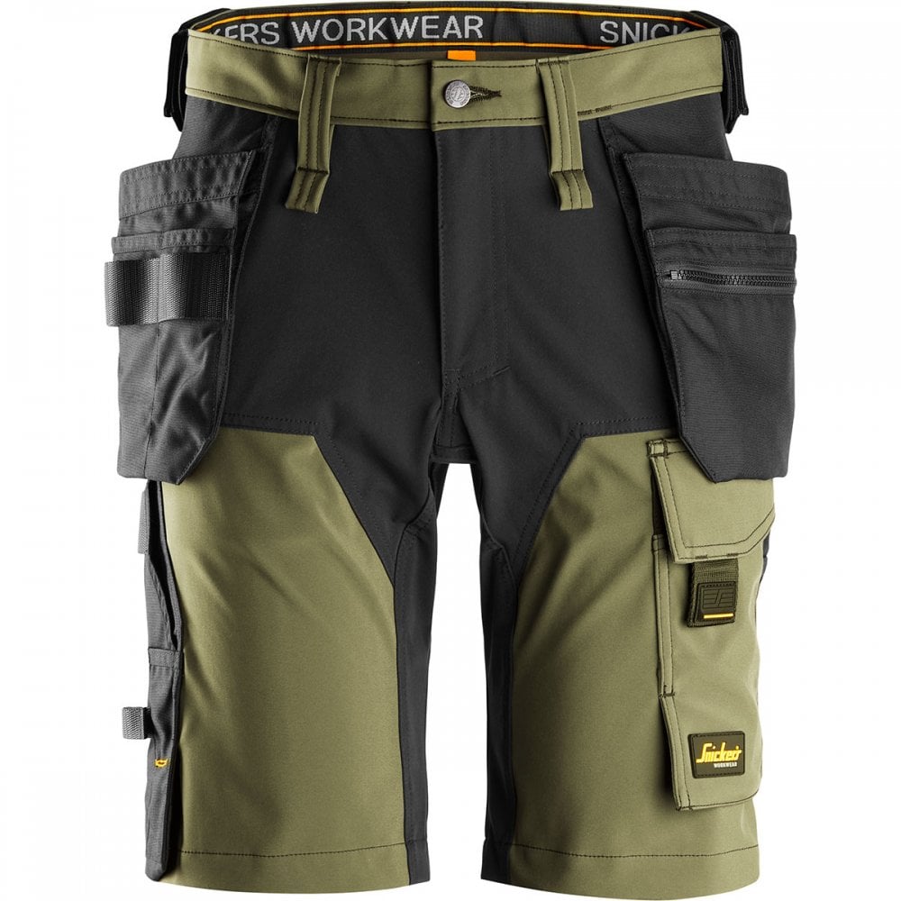 6175 AllroundWork 4-way STRETCH Short Holster Pockets Khaki Green/Black 36" *One Size Only - Outlet Store*