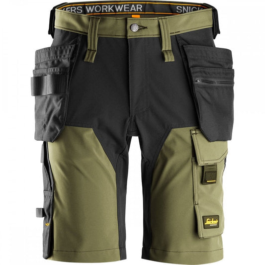 6175 AllroundWork 4-way STRETCH Short Holster Pockets Khaki Green/Black 36" *One Size Only - Outlet Store*