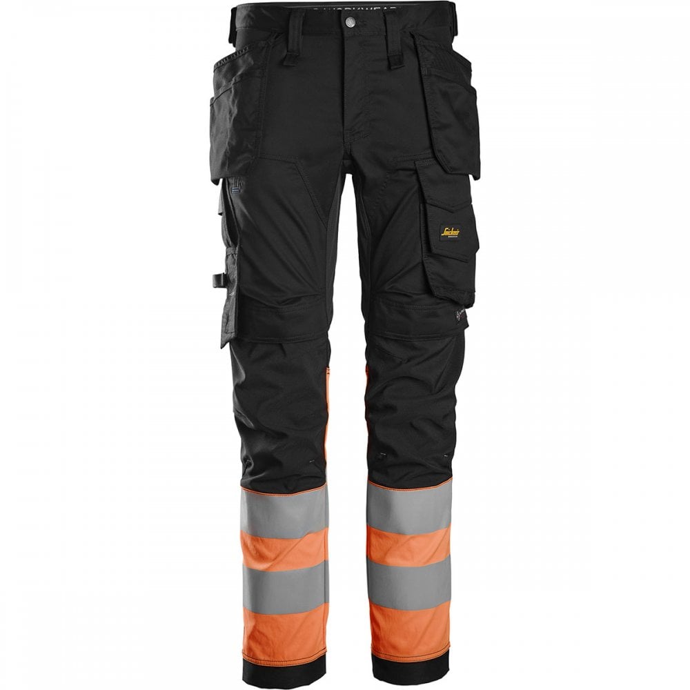 6234 High-Vis Class 1 Stretch Trousers Holster Pockets Black/High-Vis Orange 30" 47" *One Size Only - Outlet Store*