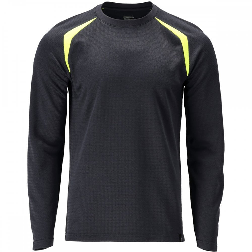 21581 T-shirt, long-sleeved Dark Navy/Hi-Vis Yellow L *One Size Only - Outlet Store*