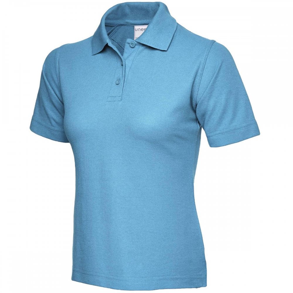 UC115 Ladies Active Cotton Poloshirt Sky L *One Size Only - Outlet Store*