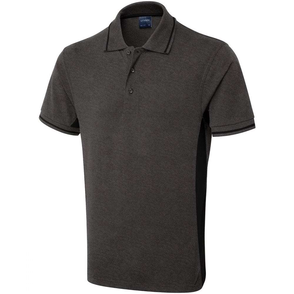 UC117 Two Tone Poloshirt Charcoal/Black 2XL *One Size Only - Outlet Store*
