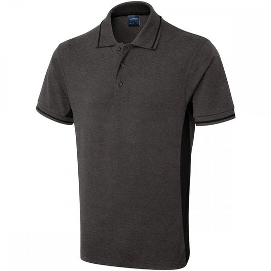 UC117 Two Tone Poloshirt Charcoal/Black 2XL *One Size Only - Outlet Store*