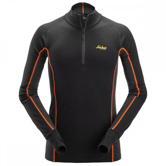 9482 Merino Base Layer Half Zip Top Black/Anthracite Melange L *One Size Only - Outlet Store*
