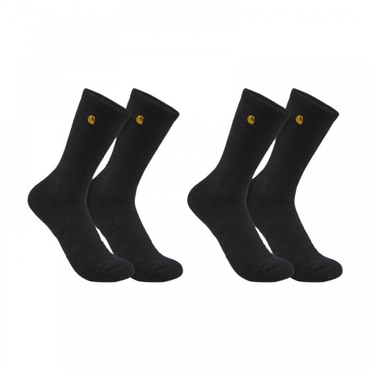 803106 Midweight Crew Sock 2 Pack Black M *One Size Only - Outlet Store*