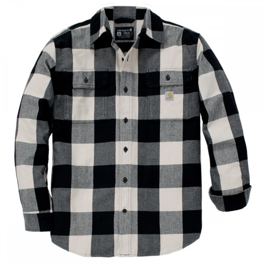 107013 TW4451 Mens Loose Fit HW Flannel L/S Plaid Shirt Oat Milk 2XL *One Size Only - Outlet Store*