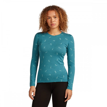 Womens Merino 200 Oasis Long Sleeve Crewe Thermal Top Snow Day